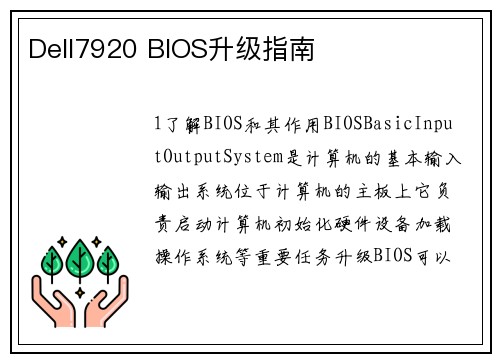 Dell7920 BIOS升级指南